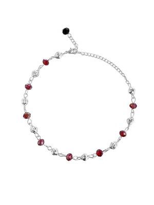 Girls set of 2 silver-plated artificial beads anklet 3