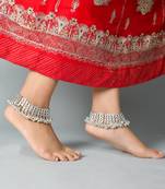 Set of 2 silver-plated ghungroo anklets