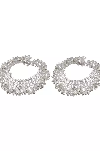Set of 2 silver-plated ghungroo anklets