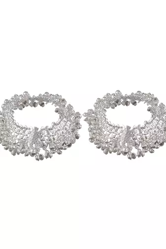Set of 2 silver-plated ghungroo anklets