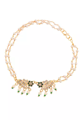 Gold-plated pearls anklet