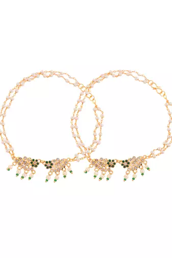Gold-plated pearls anklet
