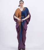 Orange satin plain kaftan with belt