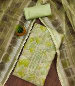 Pista grey floral embroidered organza salwar suit material