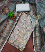  pastel blue organza embroidered salwar suit material with floral print dupatta