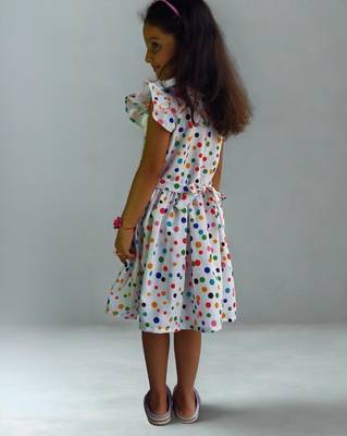 Multicolor rayon printed dots print dress for girls 2