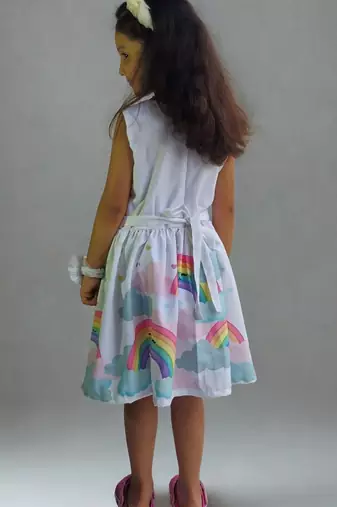 Multicolor rayon printed abstract print dress for girls