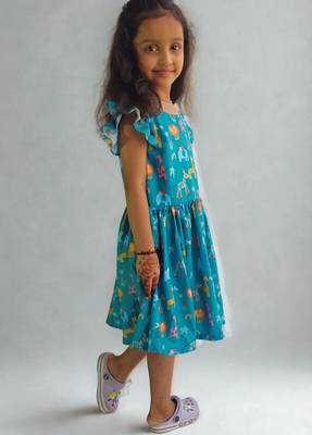 Multicolor rayon printed bagh print dress for girls 1