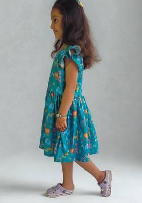 Multicolor rayon printed bagh print dress for girls 2