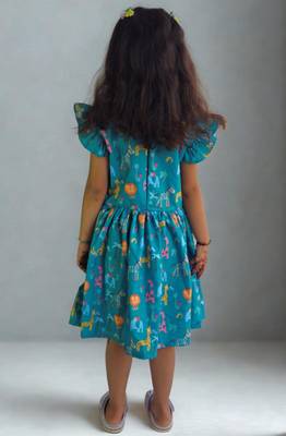 Multicolor rayon printed bagh print dress for girls 3