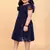 Blue super net embroidered sequins work dress for girls