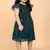 Green super net embroidered sequins work dress for girls