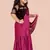Purple velvet plain pre stitched saree with stitched blouse for girls