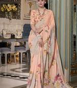Georgette Printed Saree with Pearl Lace Elegance
