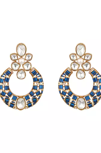 Blue yellow gold plated earrings