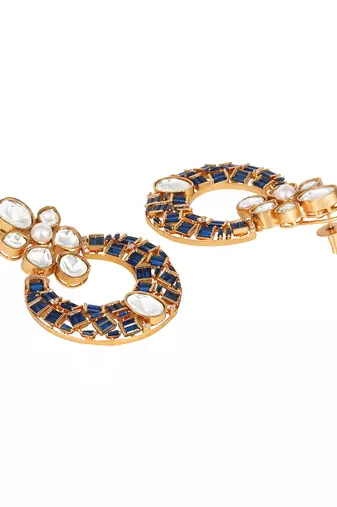 Blue yellow gold plated earrings