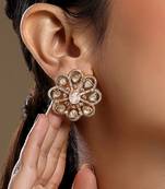 Gold plated kundan stud earrings