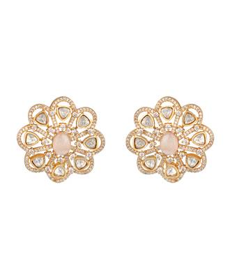 Gold plated kundan stud earrings 3