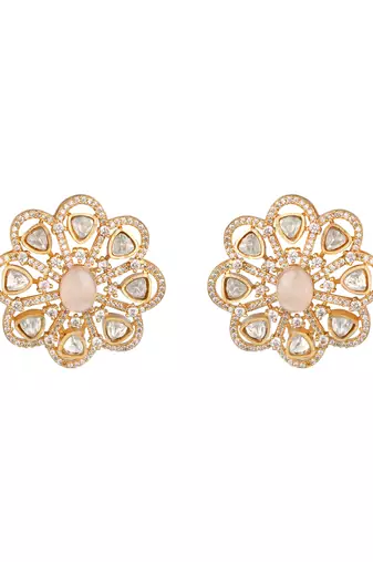 Gold plated kundan stud earrings