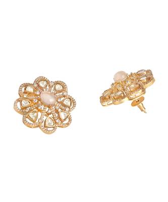 Gold plated kundan stud earrings 4