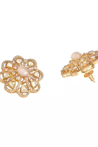 Gold plated kundan stud earrings