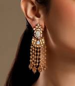 Gold plated kundan dangler earrings
