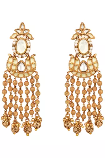 Gold plated kundan dangler earrings