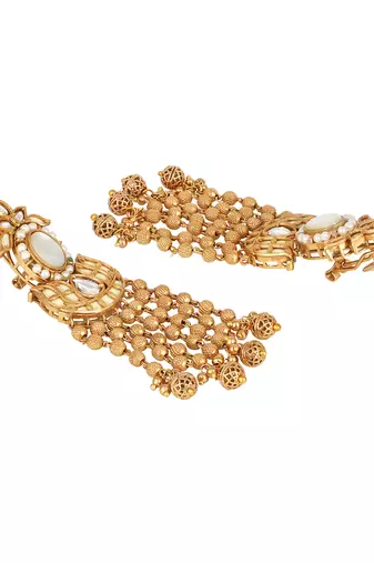 Gold plated kundan dangler earrings