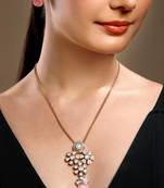  gold plated pink stone kundan necklace set