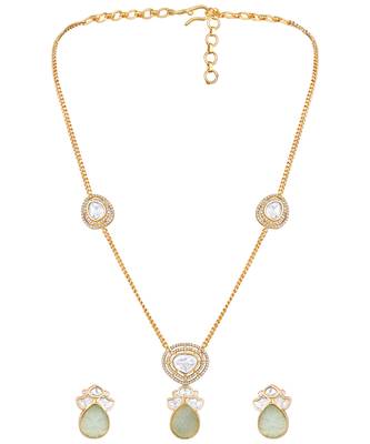 gold plated green stone necklace set 3