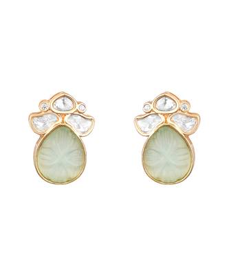 gold plated green stone necklace set 4