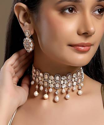  gold plated choker necklace set 2
