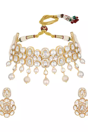  gold plated choker necklace set