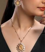 Gold plated yellow stone necklace set