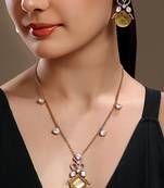 gold plated yellow stone necklace set