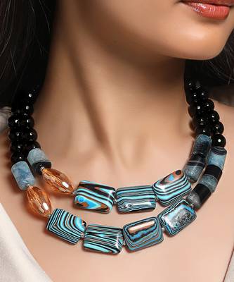  gold plated Blue stone multicolor necklace 1
