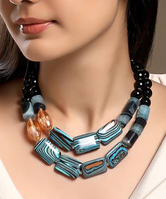  gold plated Blue stone multicolor necklace 2
