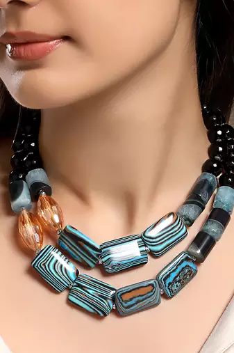  gold plated Blue stone multicolor necklace