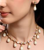 gold plated pearl beads necklace set