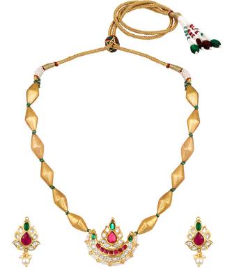 gold plated multicolor choker necklace set 3