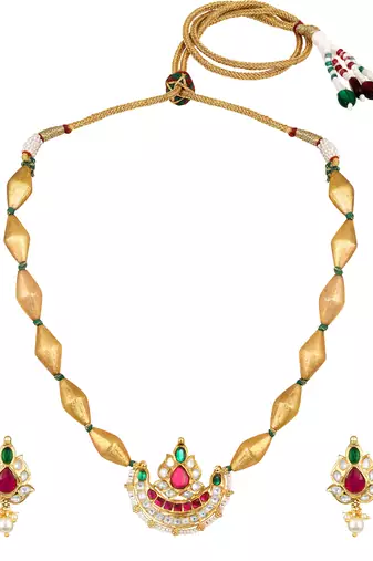 gold plated multicolor choker necklace set