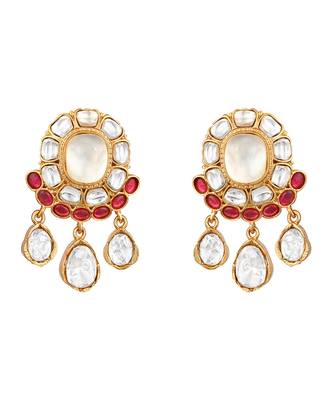 gold plated red stone choker necklace set 5
