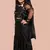 Black velvet plain pre stitched saree with stitched blouse for girls