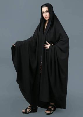 Premium Irani or Iraqi Chadar or Abaya Nida Plain Black Open 1