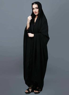 Premium Irani or Iraqi Chadar or Abaya Nida Plain Black Open 3