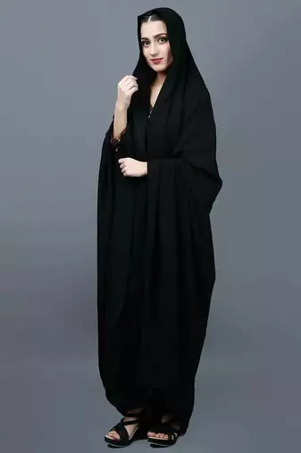 Premium Irani or Iraqi Chadar or Abaya Nida Plain Black Open