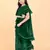 Green georgette plain pre stitched saree with stitched blouse for girls