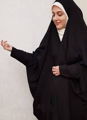 Premium Irani or Iraqi Chadar or Abaya Nida Plain Black Long Cuff Sleeves 2