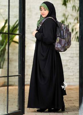 Premium Irani or Iraqi Chadar or Abaya Nida Plain Black Long Cuff Sleeves 4