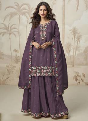 Violet simar silk embroidered palazzo suit 1